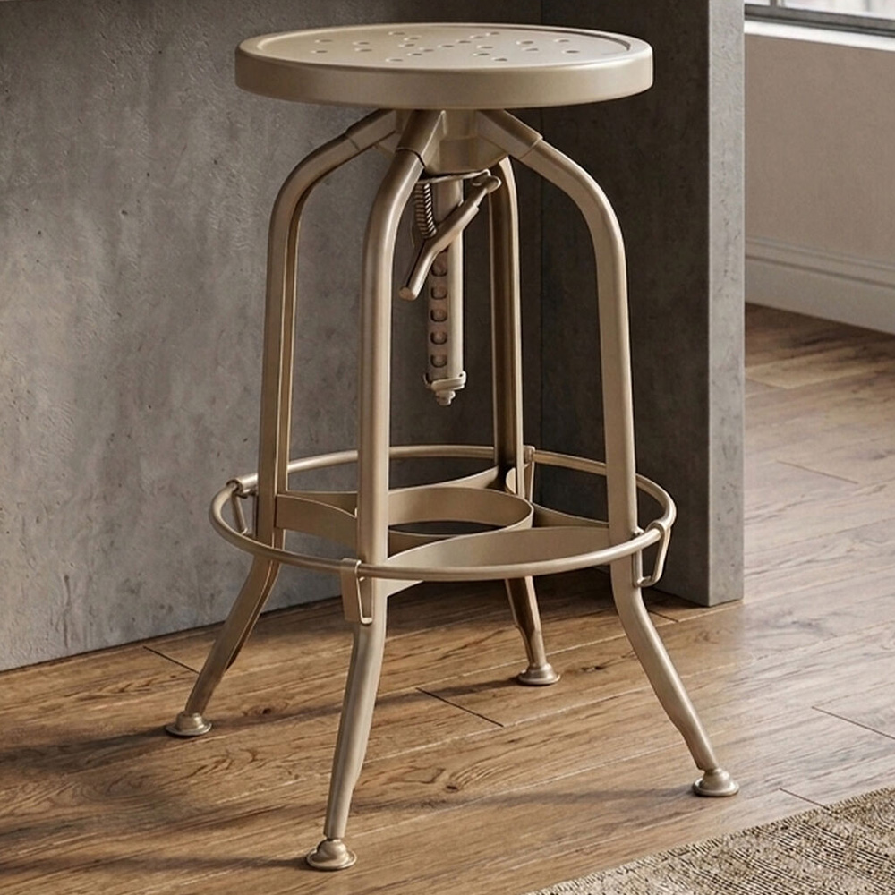 Premier Housewares Gator Champagne Finish Adjustable Bar Stool Image 1