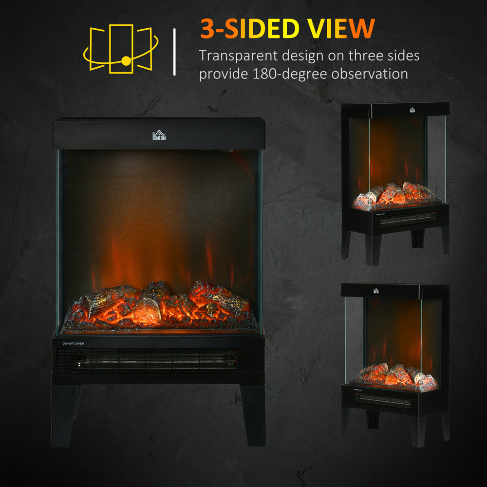 HOMCOM Black Freestanding Electric Fireplace Heater 2000W Image 5