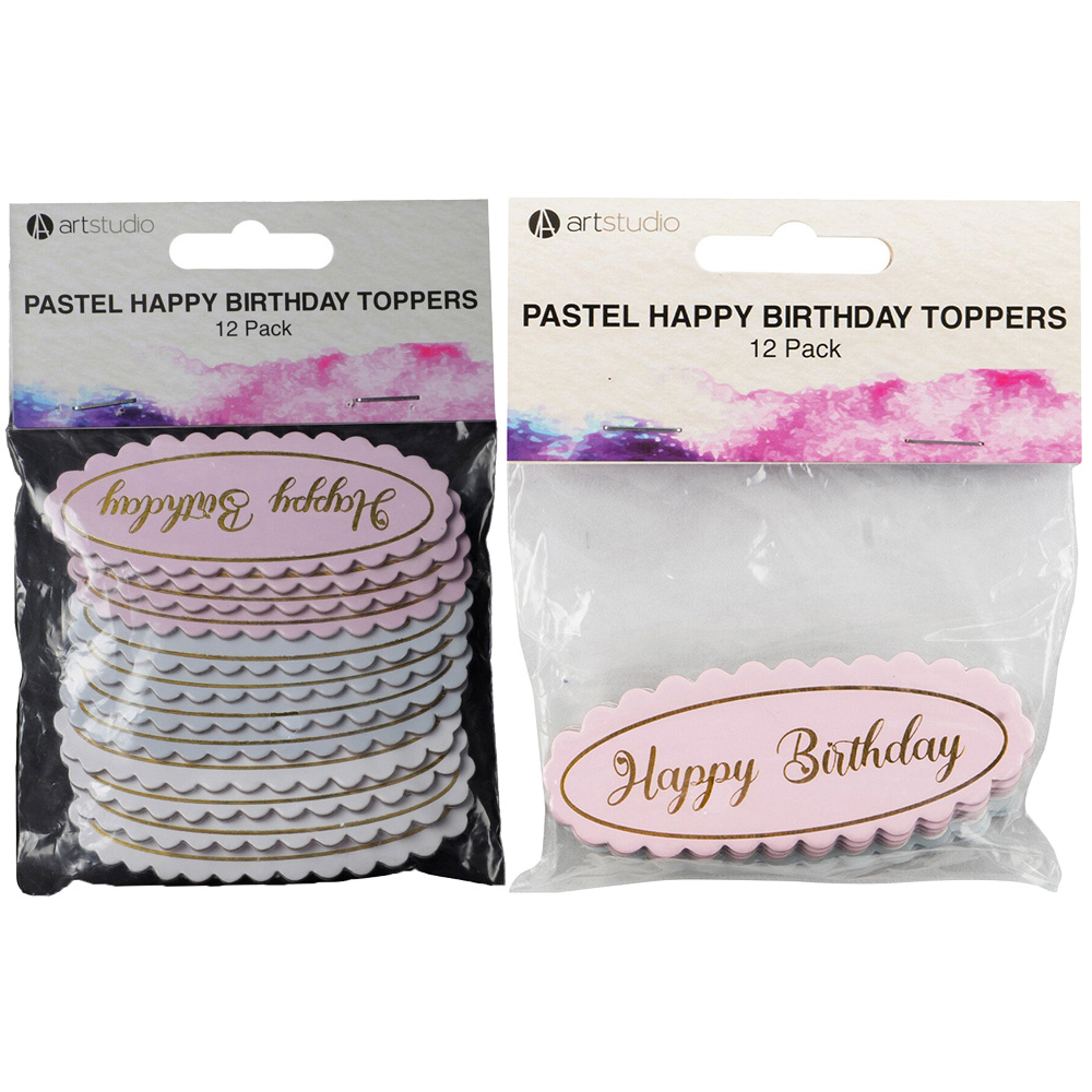 Art Studio Pastel Happy Birthday Toppers Image 1