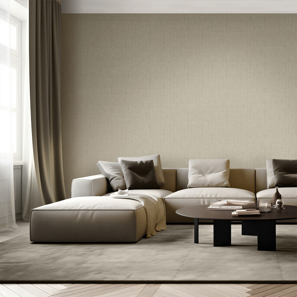 Muriva Venezia Fabric Texture Sand Wallpaper Image 4