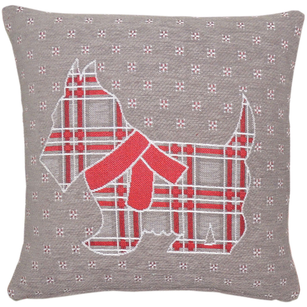 Velosso Chenille Scottie Dog Filled Cushion 43 x 43cm 2 Pack Image 1