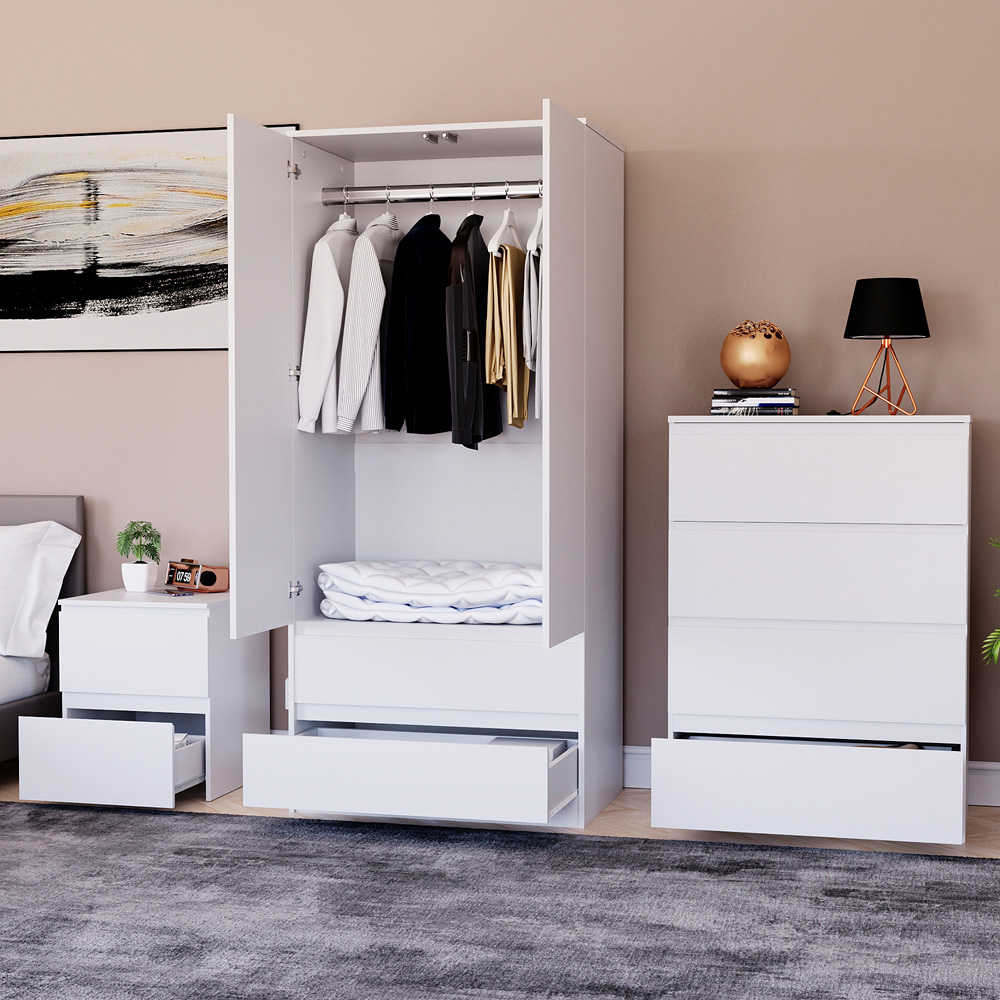 Vida Designs Denver White 3 Piece Bedroom Furniture Set Image 5