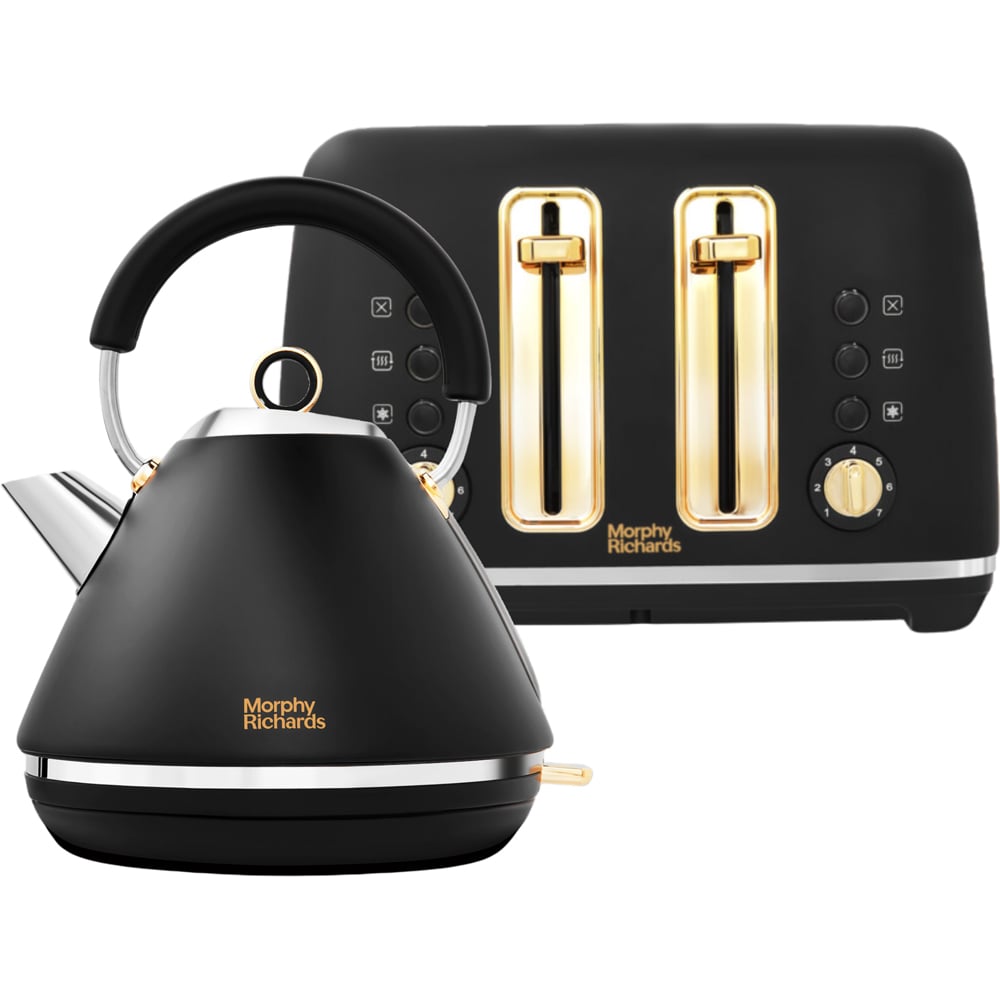 Morphy Richards Accents 950087 Black 1.5L Kettle and 4 Slice Toaster Set Image 1
