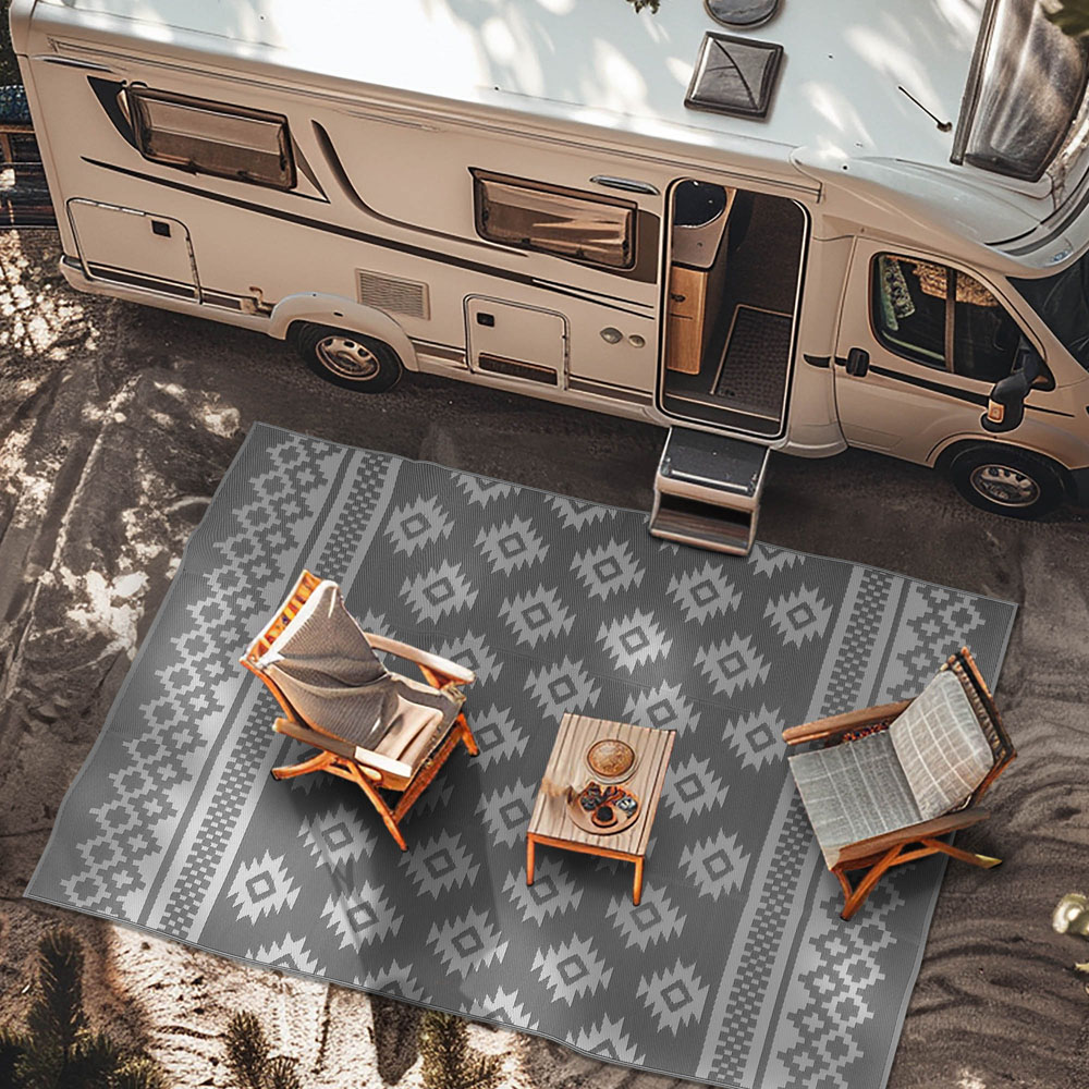 Green Decore Riffle Sharkskin Grey and White Camping and Picnic Rug 180 x 270cm Image 7