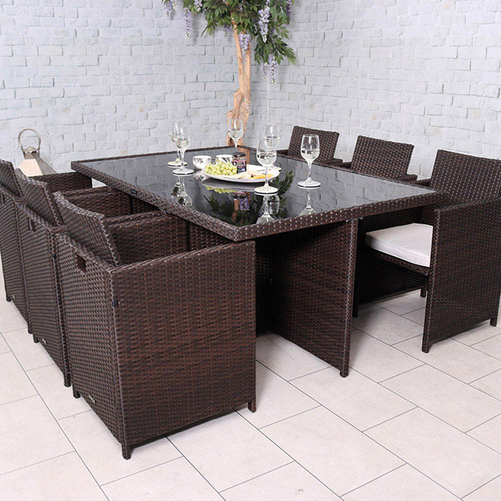 Royalcraft Nevada 6 Seater Cube Dining Set Brown Image 1