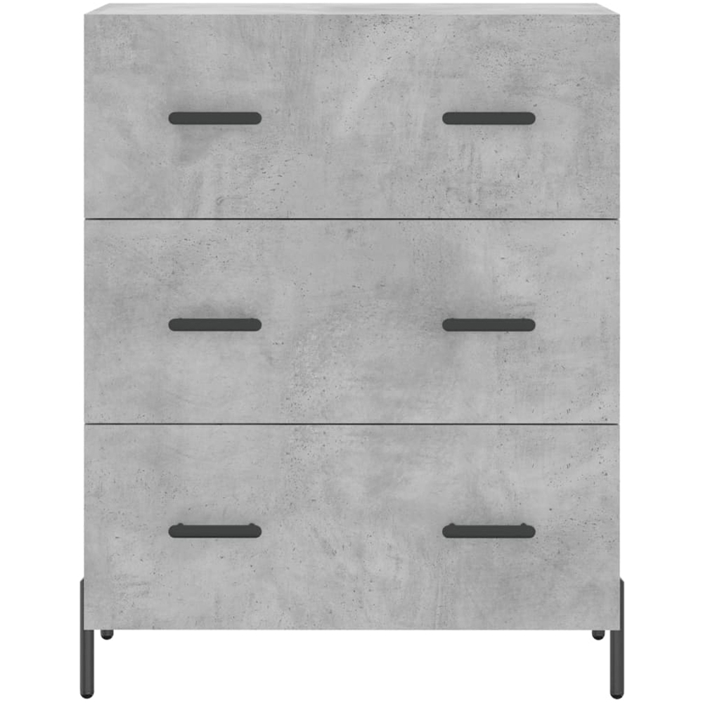 vidaXL 2 Glass Door 3 Drawer Concrete Grey Highboard Image 8