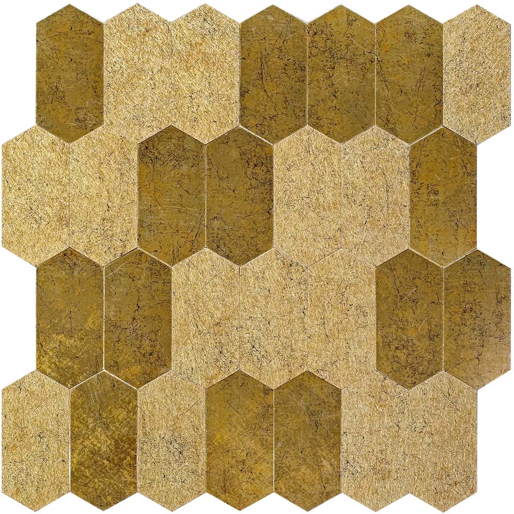 Britwall Bronze Mosaic Hexagonal Aluminium Peel and Stick Backsplash 293 x 285mm 4 Pack Image 3
