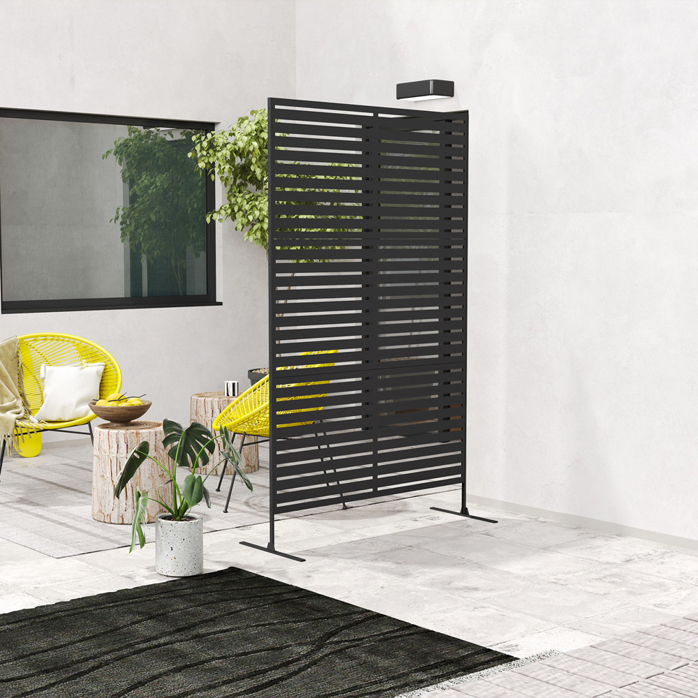 Outsunny 2 x 1m Black Striped Outdoor Freestanding Privacy Screen Image 5