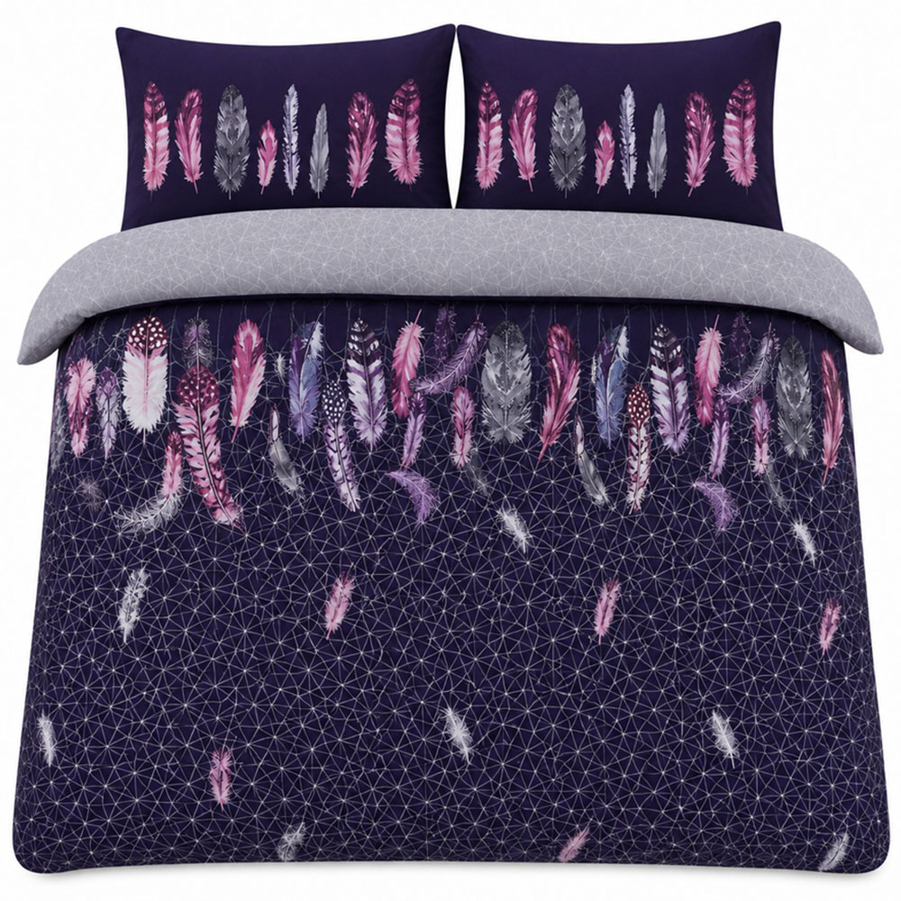 Smart Living Double Purple Feathers Duvet Set Image 2