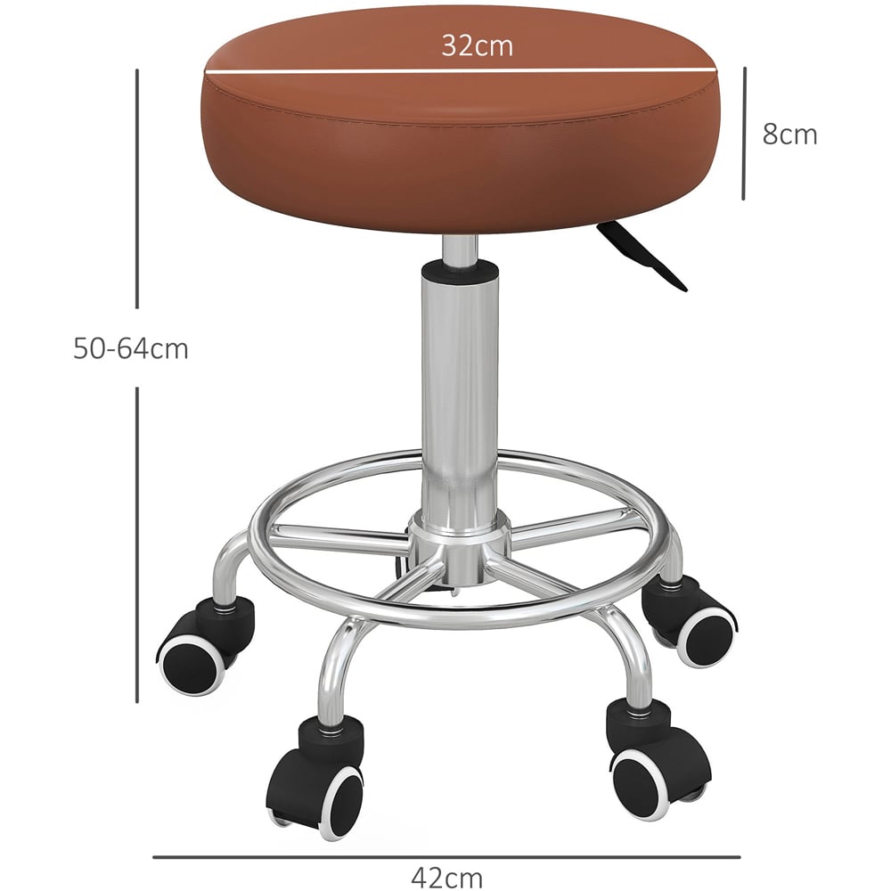 Portland Brown PU leather Round Adjustable Salon Stool Image 9