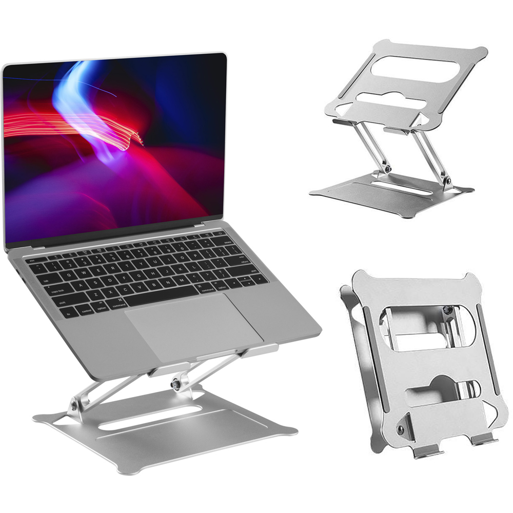 ProperAV Silver Extra High Adjustable Aluminium Laptop Stand Image 4