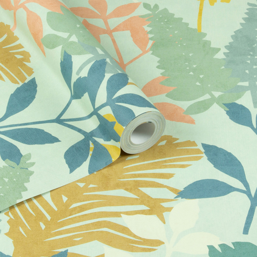 Arthouse Fun Leaf Blue Multicolour Wallpaper Image 2