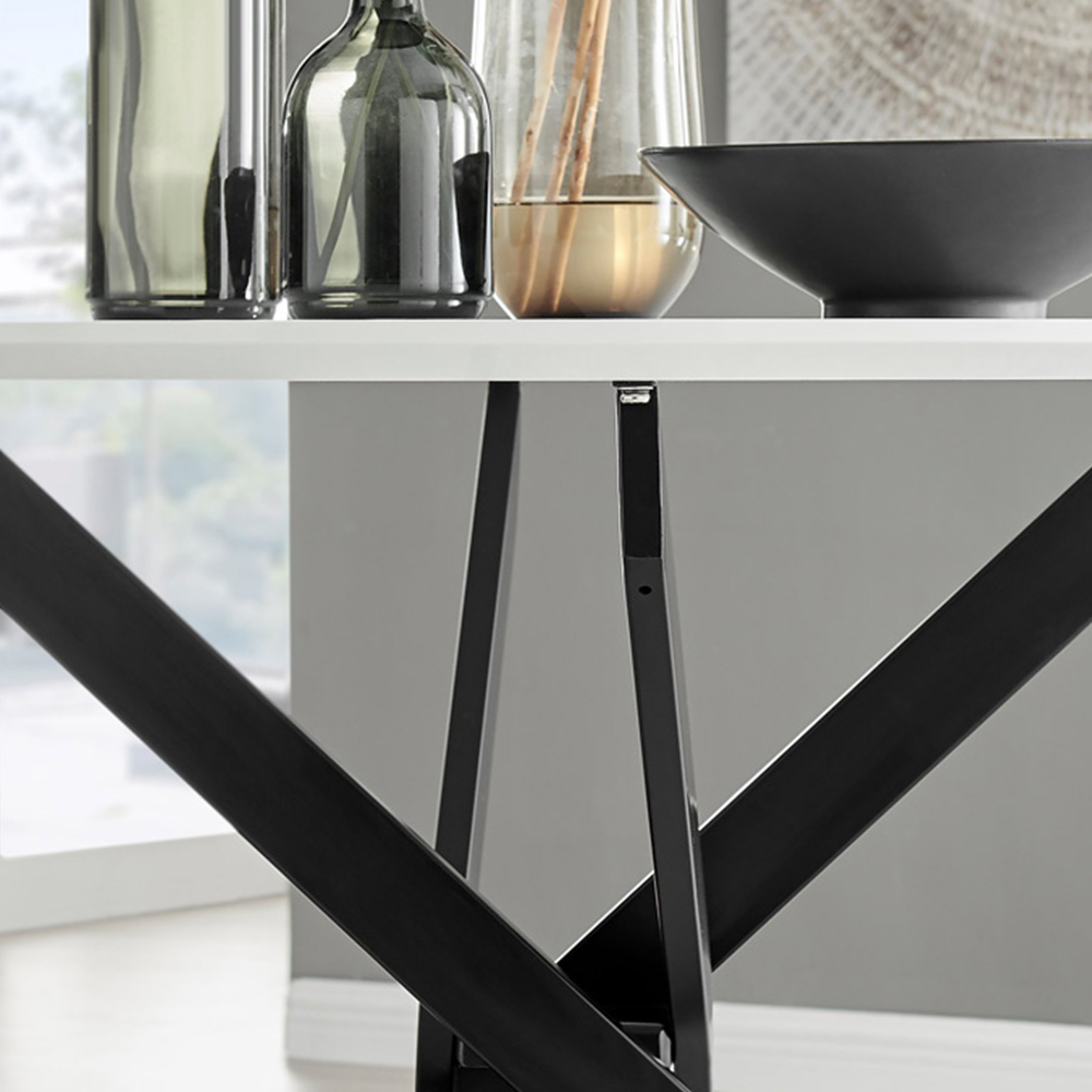 Furniturebox Arona Cesano 6 Seater Round Dining Set White Gloss Black and Green Image 6