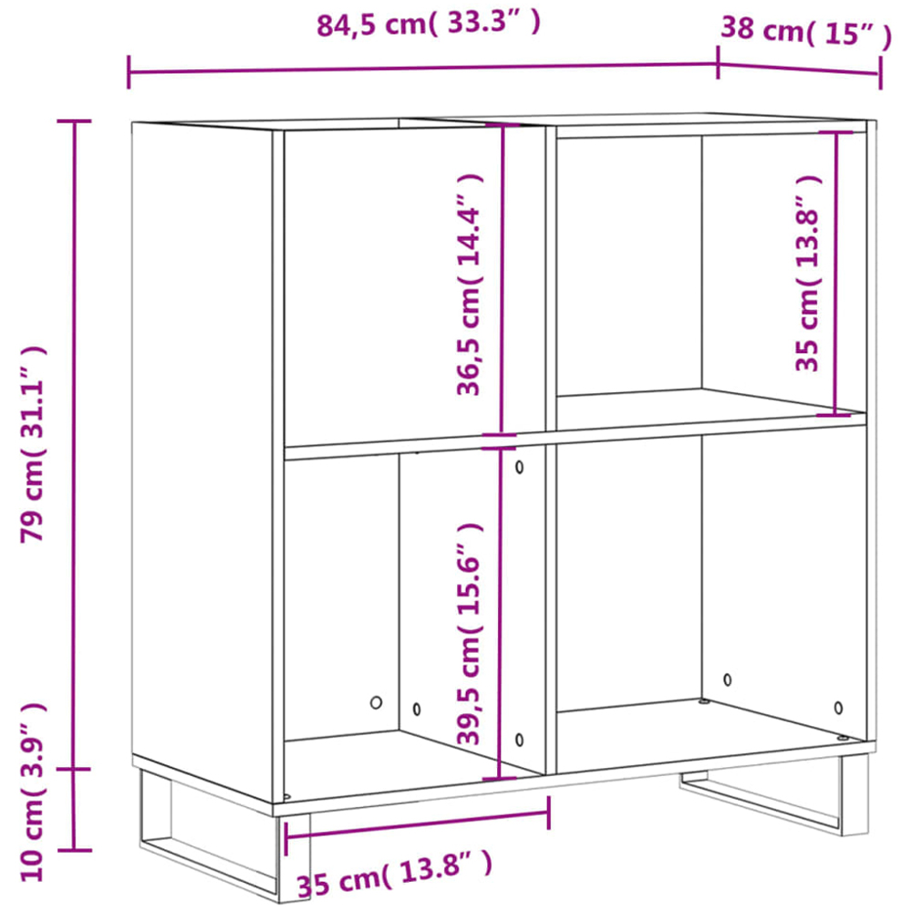 vidaXL 3 Shelf Grey Sonoma Square Record Cabinet Image 9