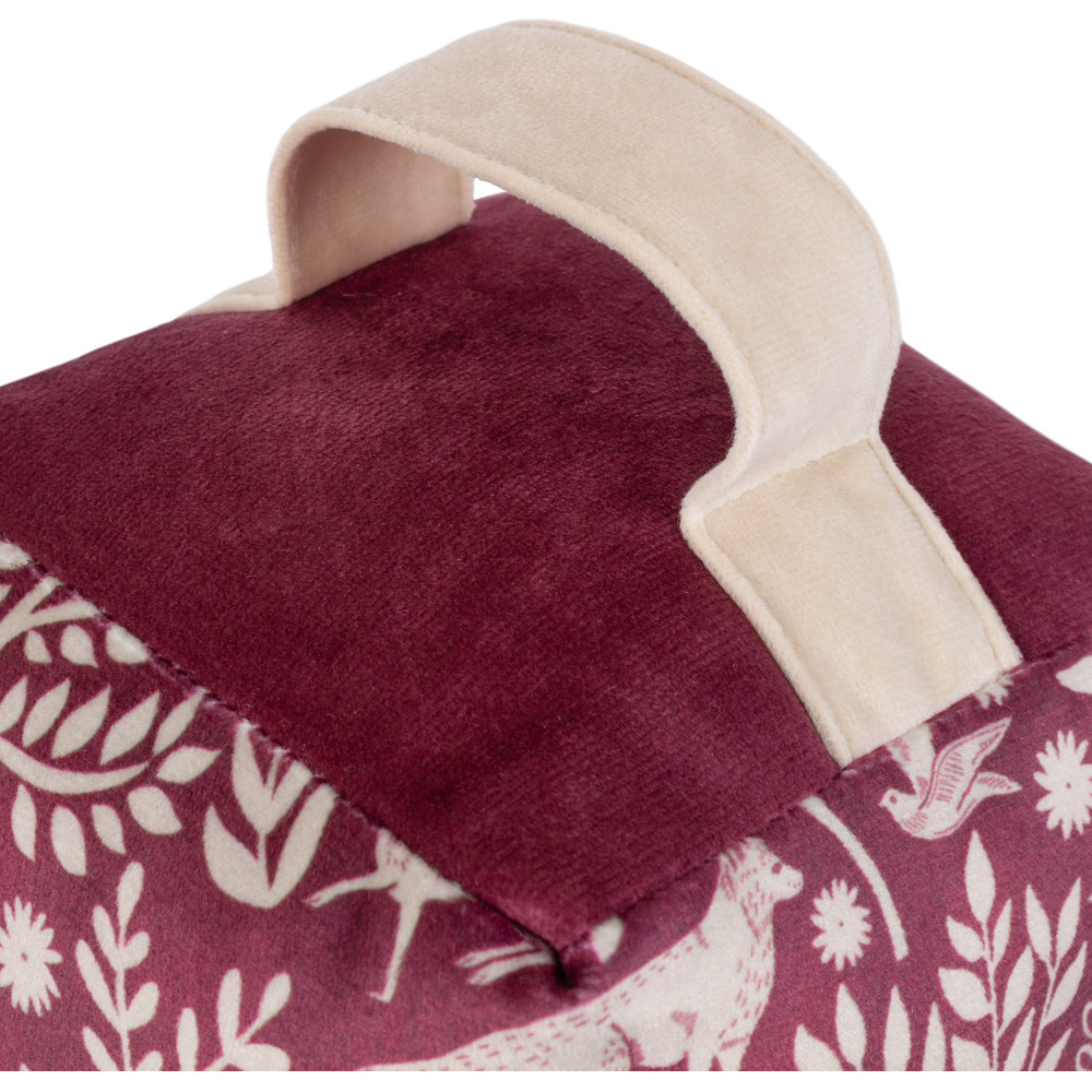 Furn Skandi Berry Woodland Animal Velvet Reversible Door Stop Image 3