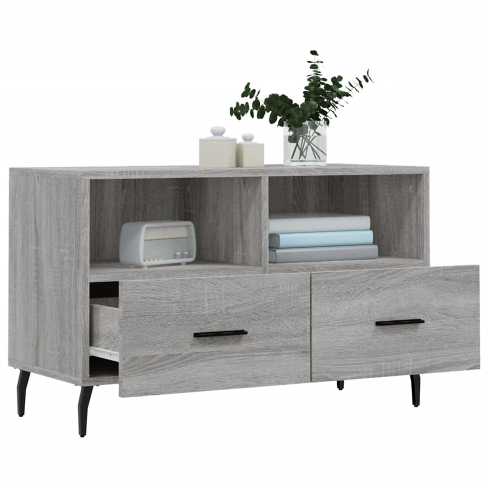 vidaXL 2 Drawer 2 Shelf Grey Sonoma TV Cabinet Image 4