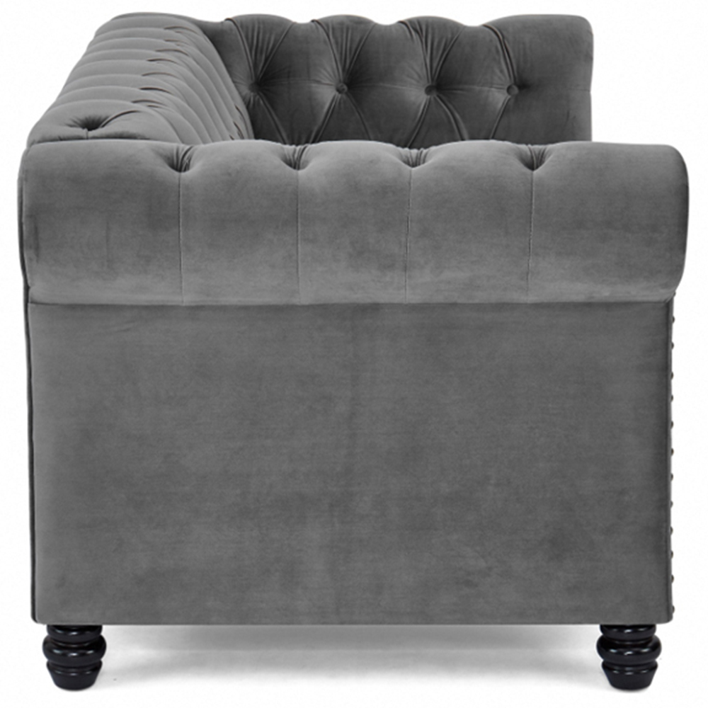Home Detail Chesterfield 2 Seater Studded Grey Velvet Sofa Image 4