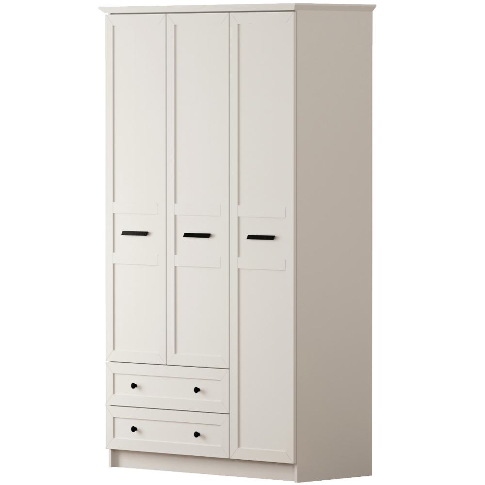 Evu DAISY 3 Doors 2 Drawers White Wardrobe Image 2