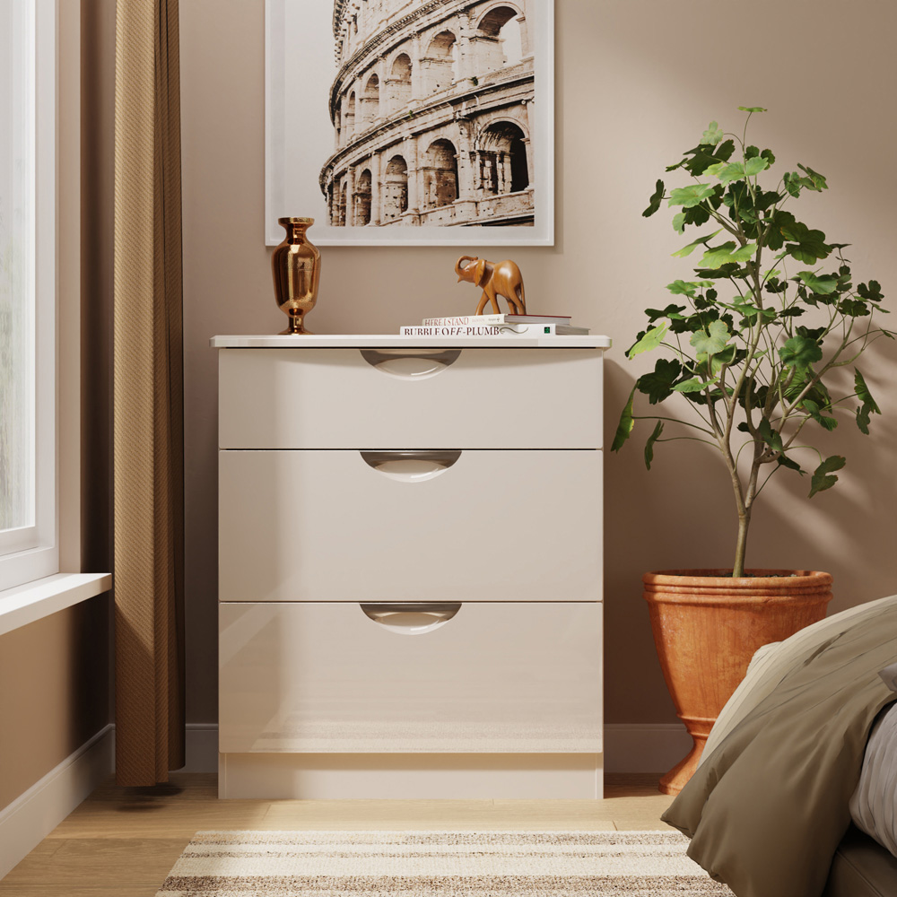 Crowndale Camden 3 Drawer Kashmir Gloss and Kashmir Deep Chest of Drawers Ready Assembled Image 5