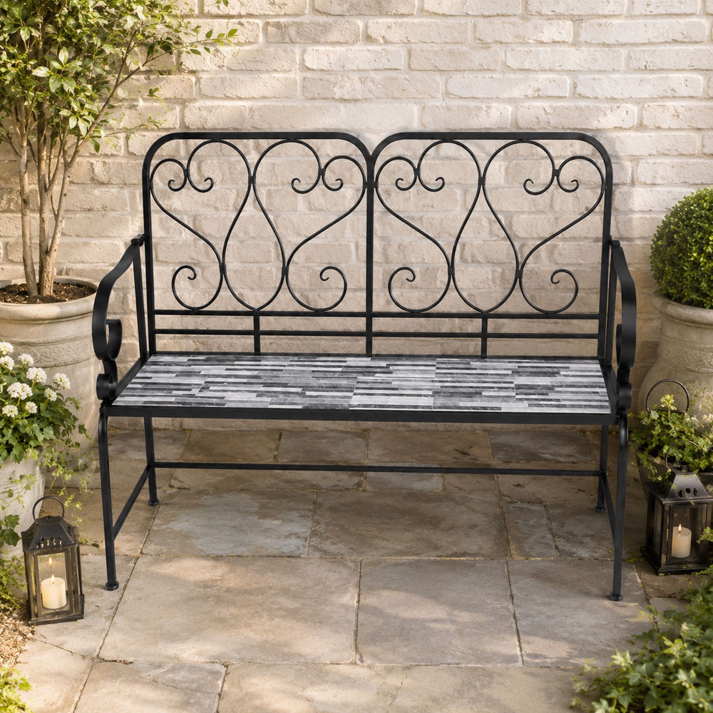 Shatchi Cascade Mosaic 2 Seater Garden Bench Image 4