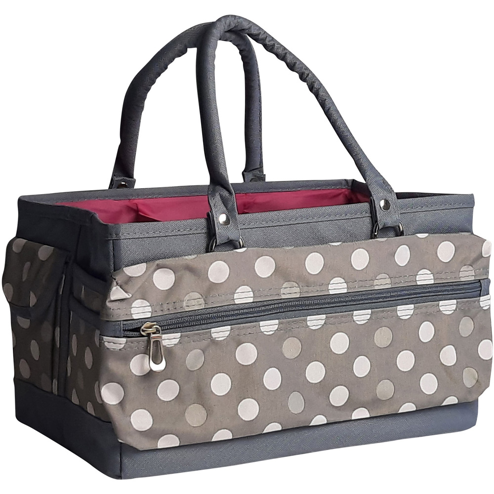 Sewing Online PT900-GREY-POLKA Grey Polka Deluxe Tote Organiser 30 x 20 x 18cm Image 2