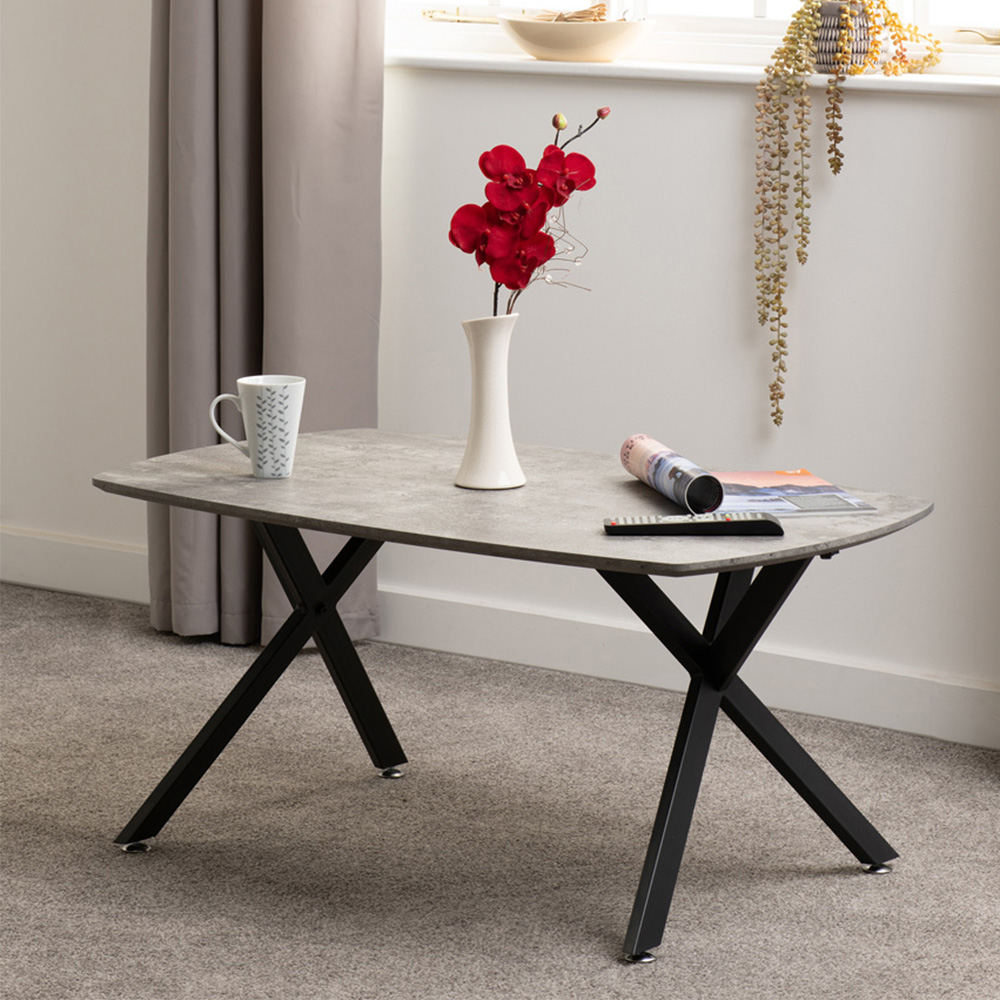 Seconique Athens Concrete Effect Oval Coffee Table Image 1