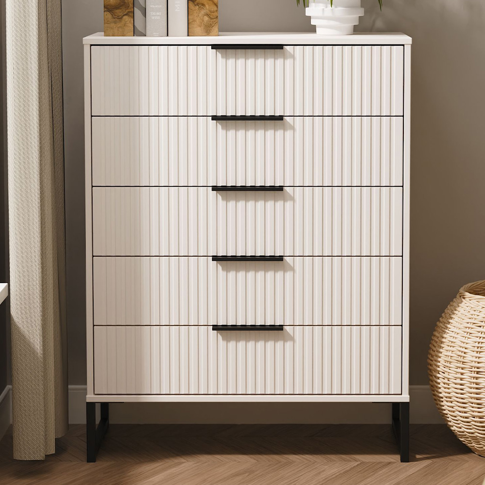 Crowndale Fluted 5 Drawer Kashmir Matt Chest of Drawers Ready Assembled Image 1