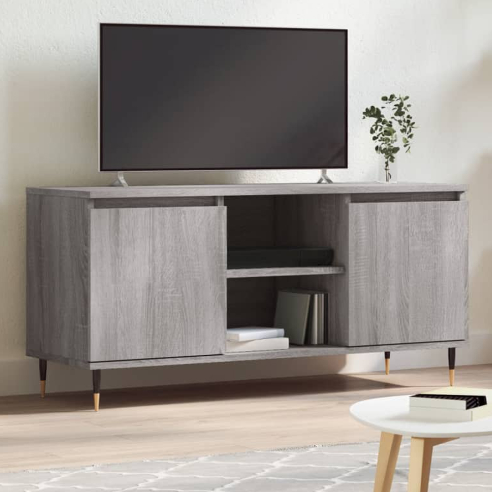 vidaXL 2 Door 2 Shelf Grey Sonoma TV Cabinet Image 1