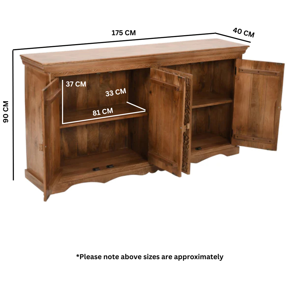 Brooklyn Adair 4 Door Mango Wood Sideboard Image 8