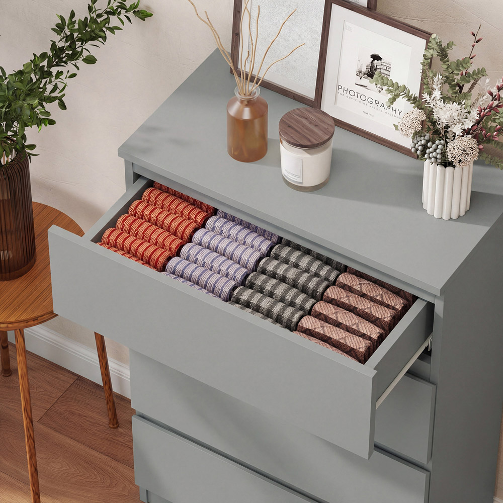 Portland 5 Drawer Grey Chest of Drawers Image 3