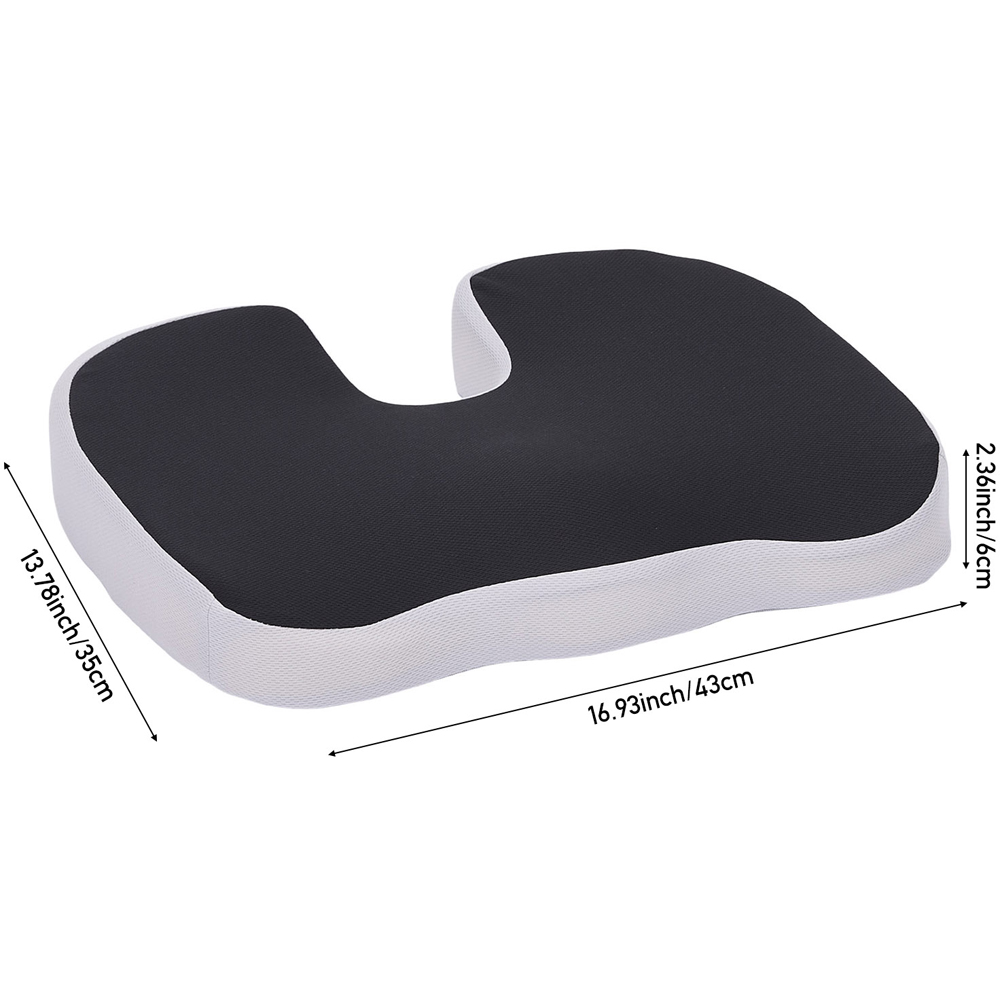 Living and Home Black and Grey Memory Foam Seat Cushion 43 x 35cm Image 8