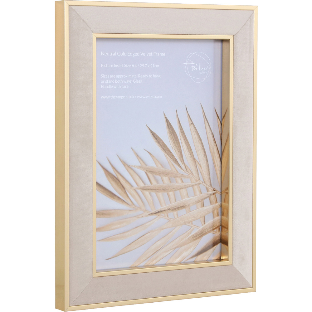 Gold Edge Velvet Photo Frame Neutral A4 Image 4
