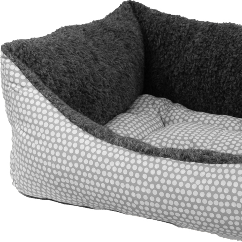 Snug & Cosy Large Rectangle Grey Polka Dot Dog Bed Image 2
