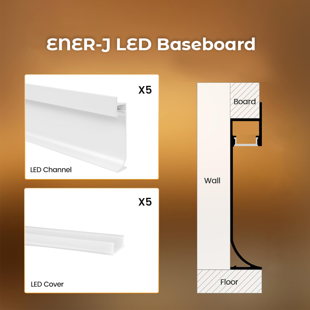 ENER-J White LED Skirting Aluminium Profile Housing 3m 2 Pack Image 5