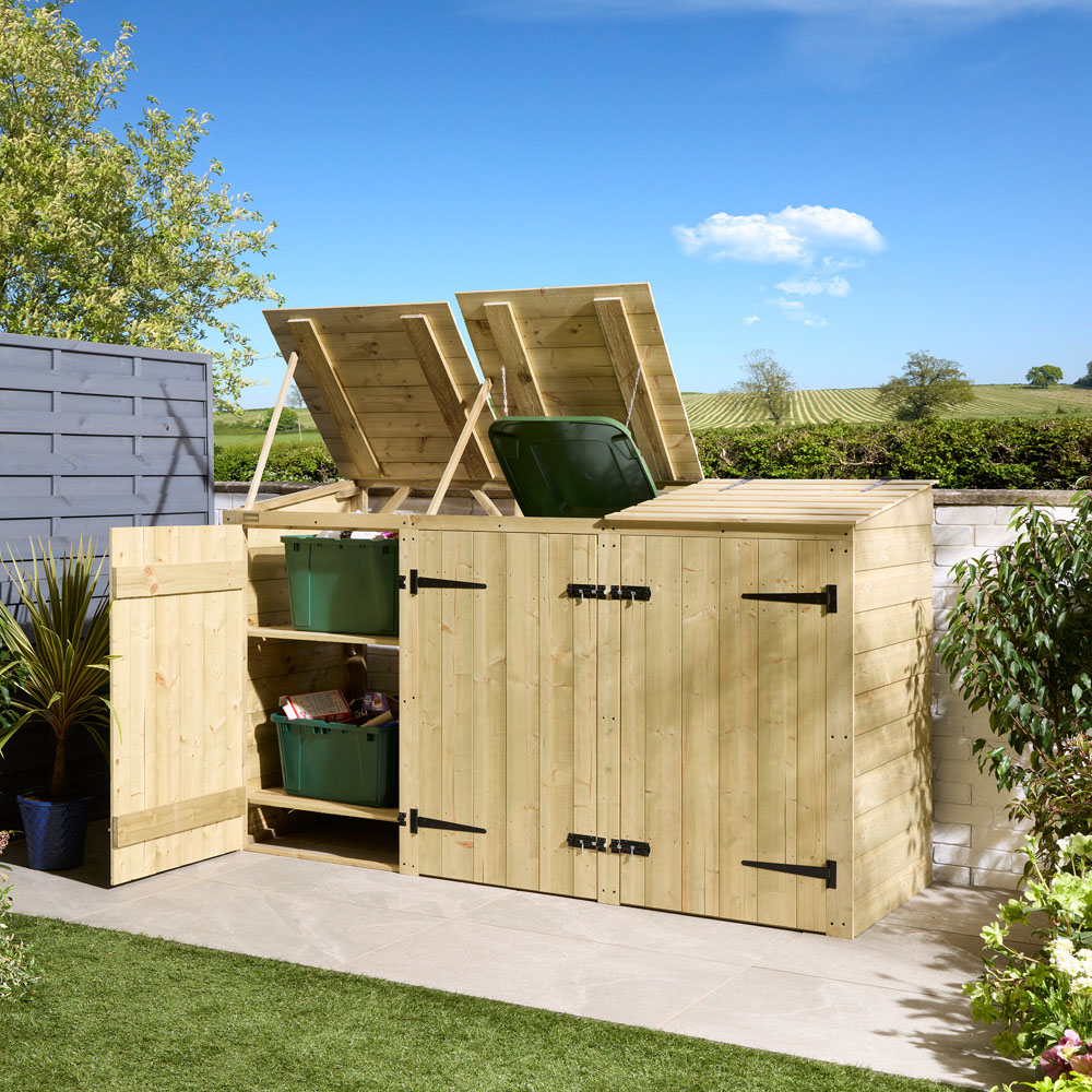 Rowlinson Premier Double Shiplap Bin Store with Box Store Image 9