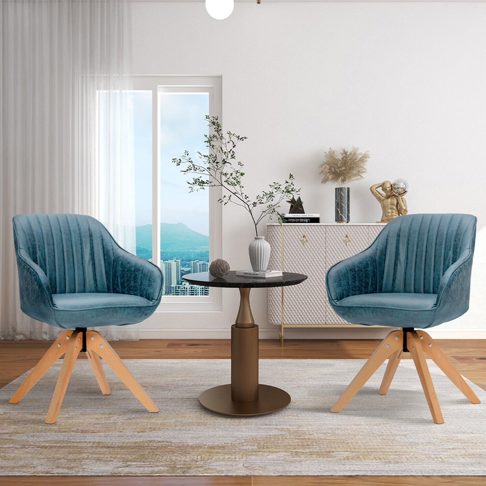 Costway Blue Swivel Accent Chair Set of 2 Image 1