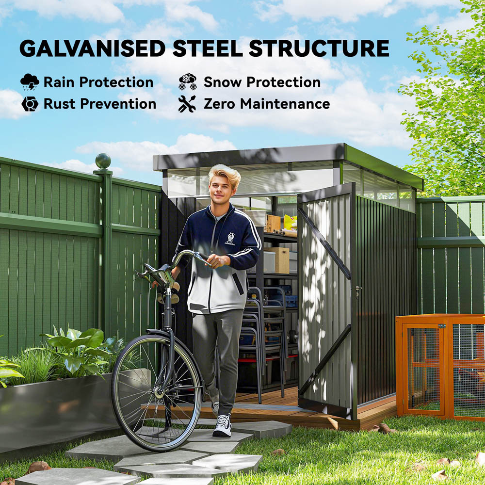 Outsunny 5.2 x 8.3ft Galvanised Steel Garden Shed Image 8