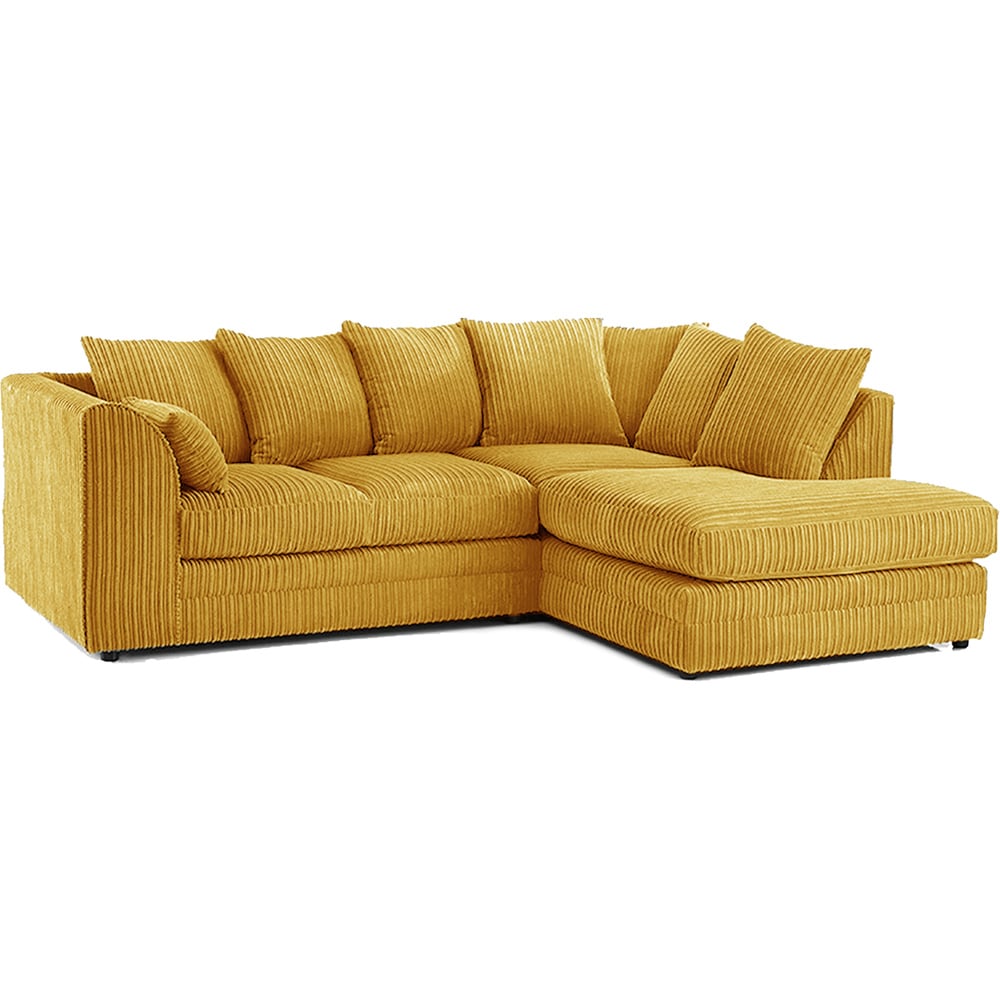 Luxor 3 Seater Mustard Jumbo Cord Right Hand Facing Corner Sofa Image 2