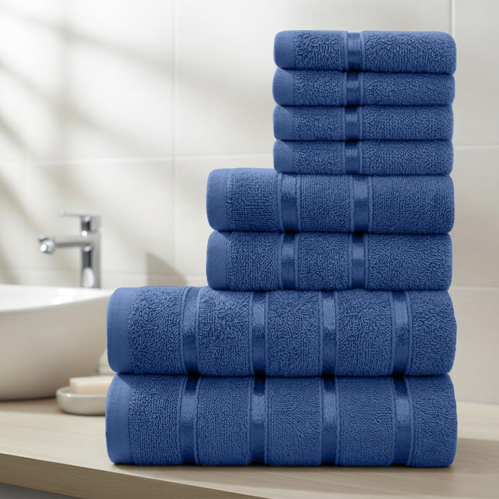 Smart Living Boston 8 Piece Royal Blue and Navy Towel Bale Set Image 2