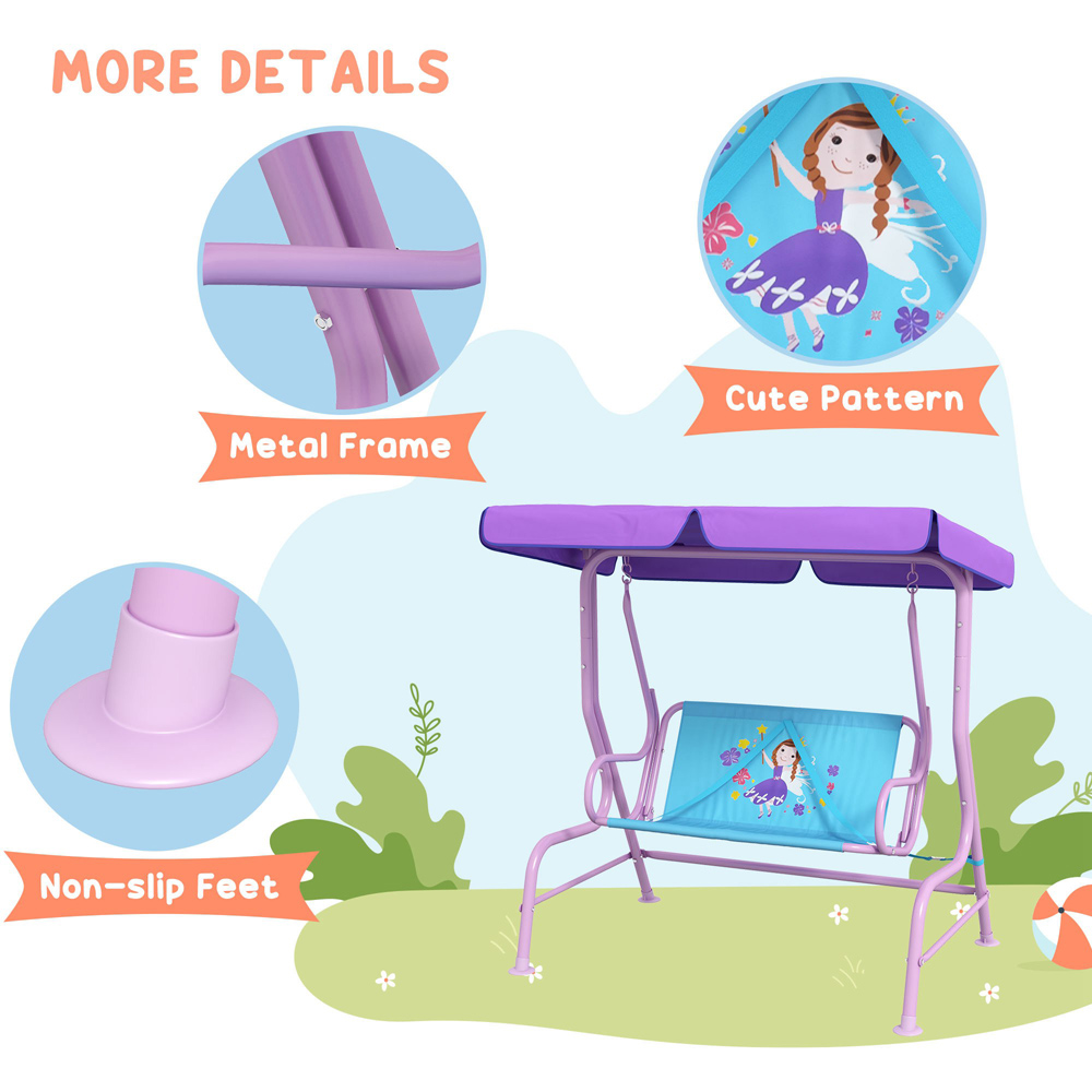 Outsunny Kids Fairy Steel Swing Chair 39cm Image 6