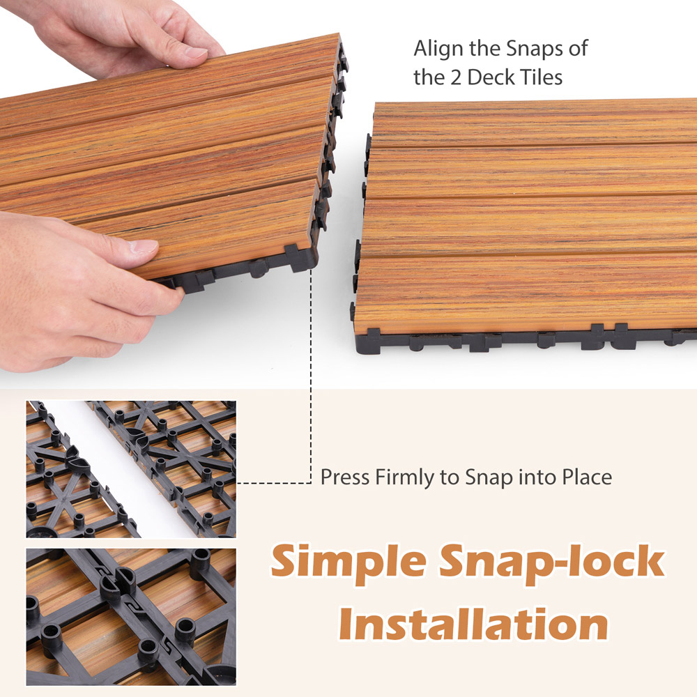 Costway Brown Interlocking Deck Tiles 18 Pack Image 5
