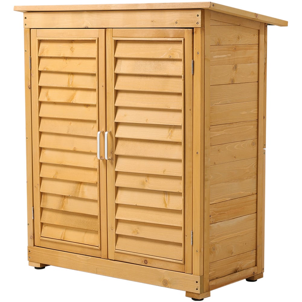 Living and Home 3 x 1.5ft Light Yellow Solid Wood Garden Tool Shed Image 1