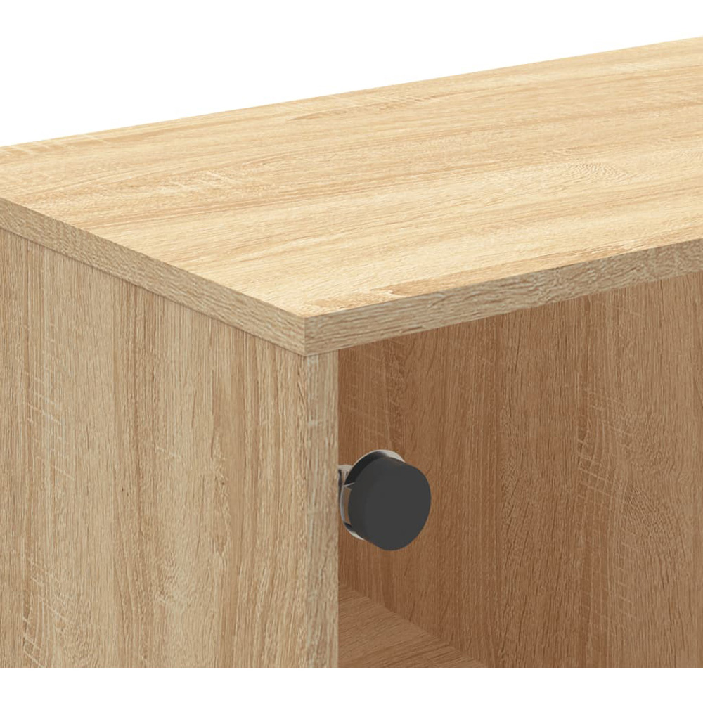 vidaXL 2 Glass Door 2 Shelf Natural Wooden TV Cabinet Image 7