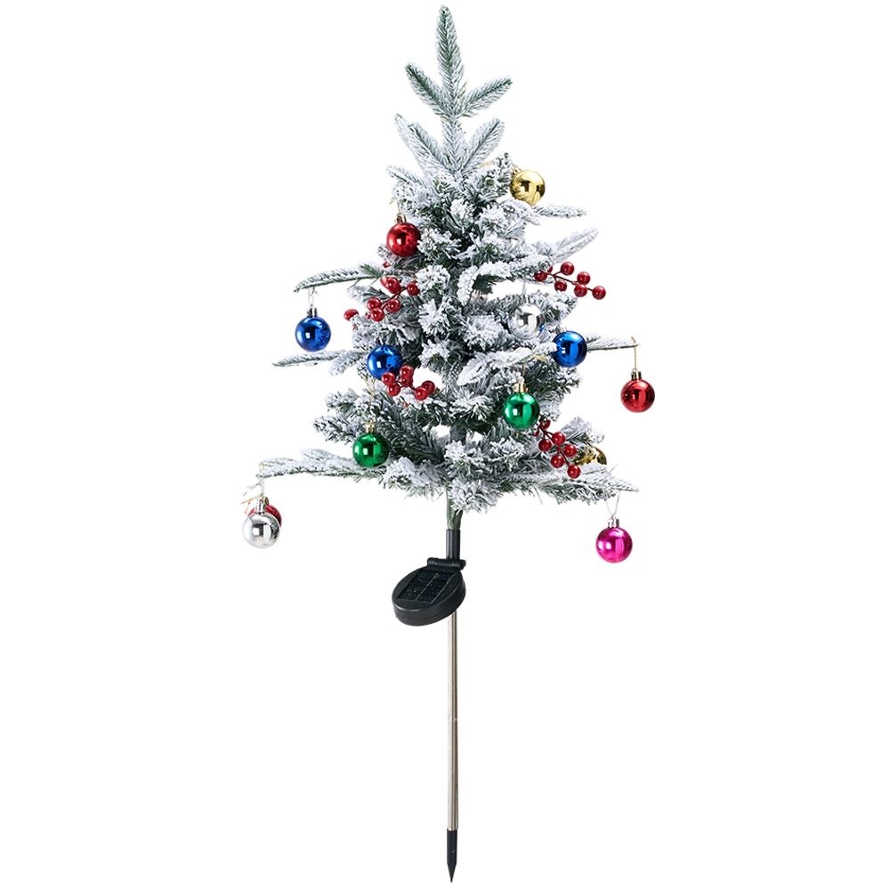 Living and Home Pre-Lit Solar-Powered Snow Dusted Artificial Christmas Tree 2.7ft 2 Pack Image 3