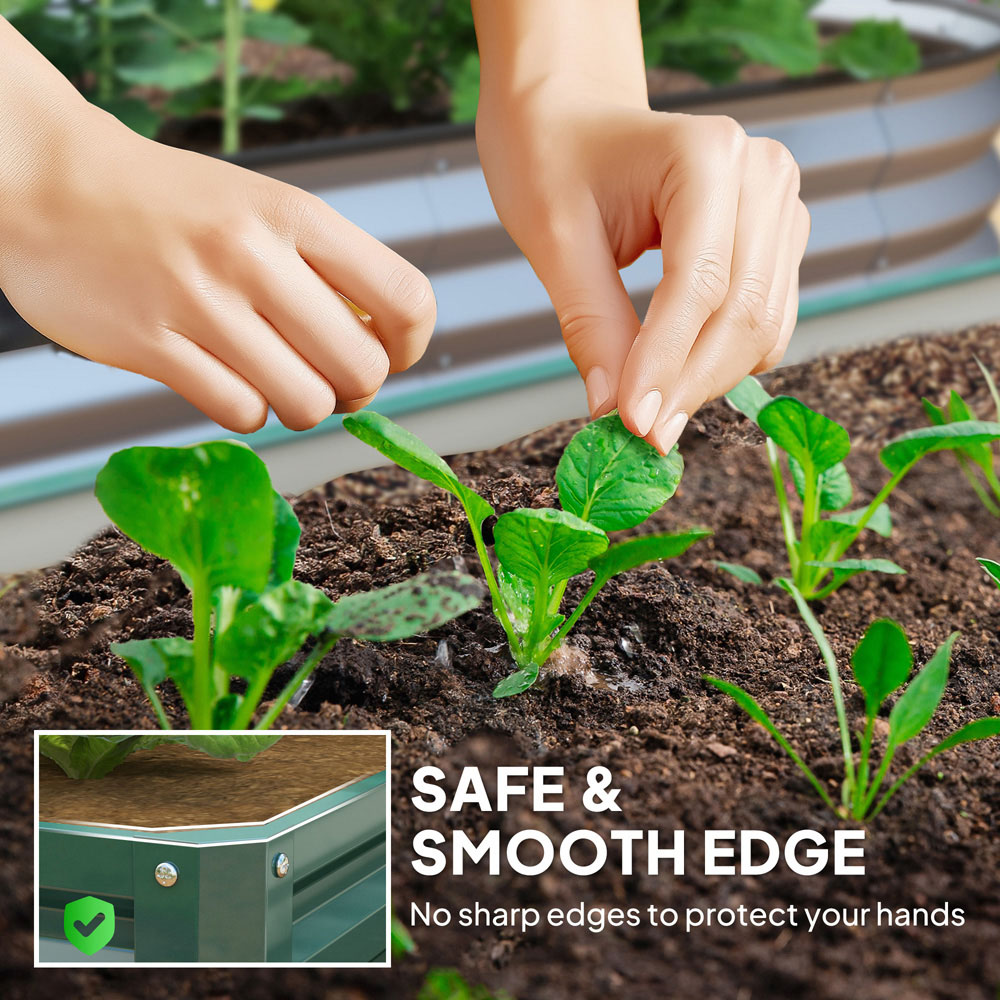 Outsunny Green Galvanised Steel Square Raised Garden Bed Planter 30 x 120 x 120cm Image 5