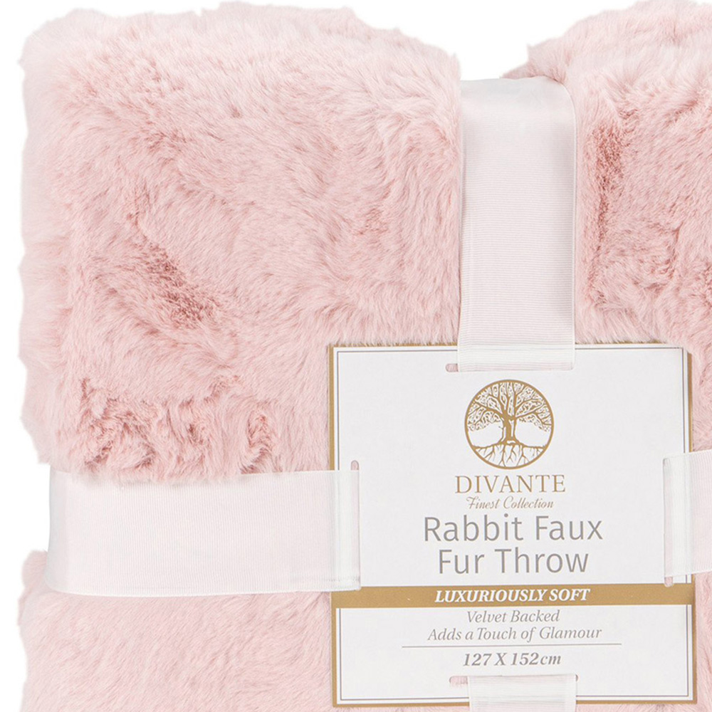 Divante Blush Rabbit Faux Fur Throw 127 x 152cm Image 5