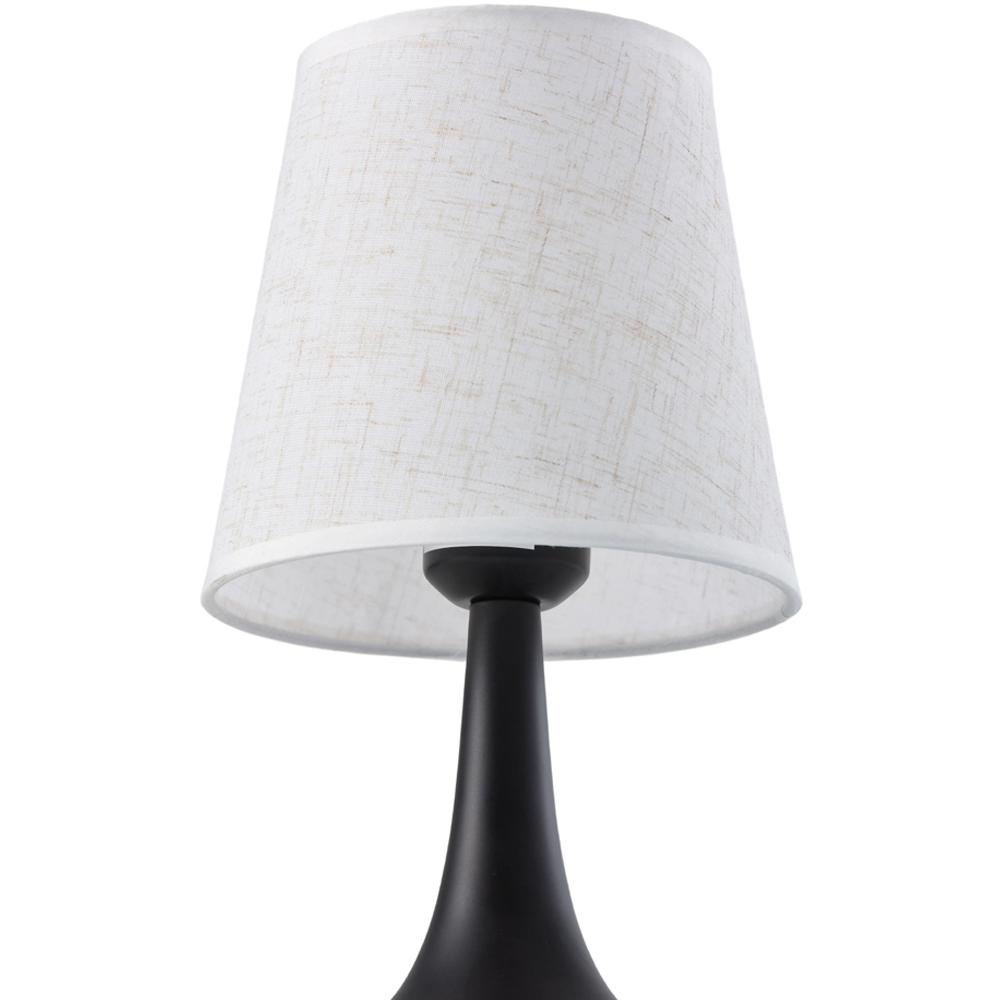 Living and Home Small Black and Ivory Linen Shade Iron Base E27 Table Lamp Image 3
