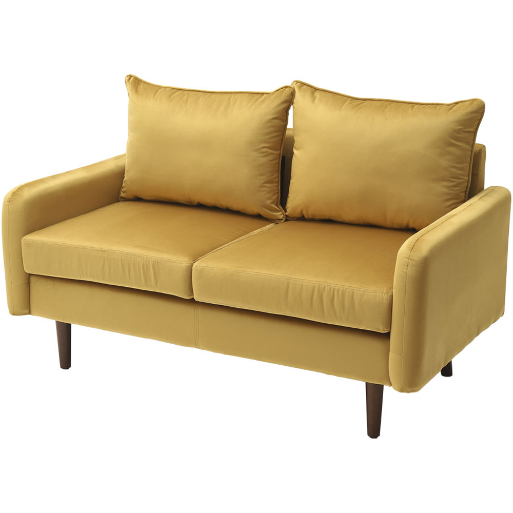 Living and Home 2 Seater Golden Velvet Upholstered Sofa Image 2