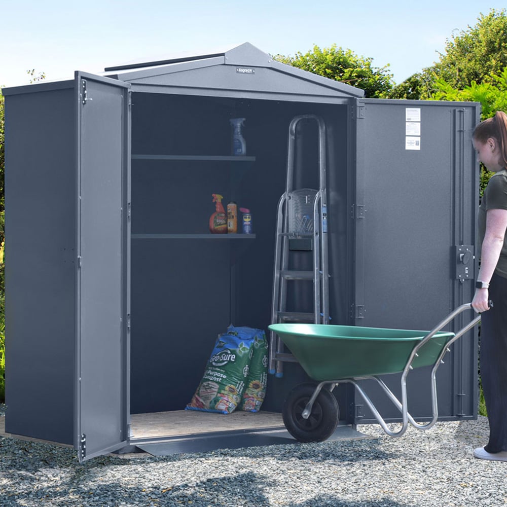 Asgard Saracen 5 x 4ft Double Door Green High Security Apex Garden Shed Image 2