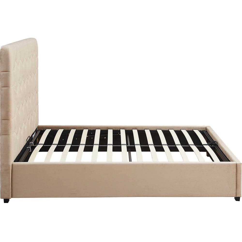 Seconique Madison Double Fawn Velvet Fabric Gas Lift Ottoman Bed Frame Image 5